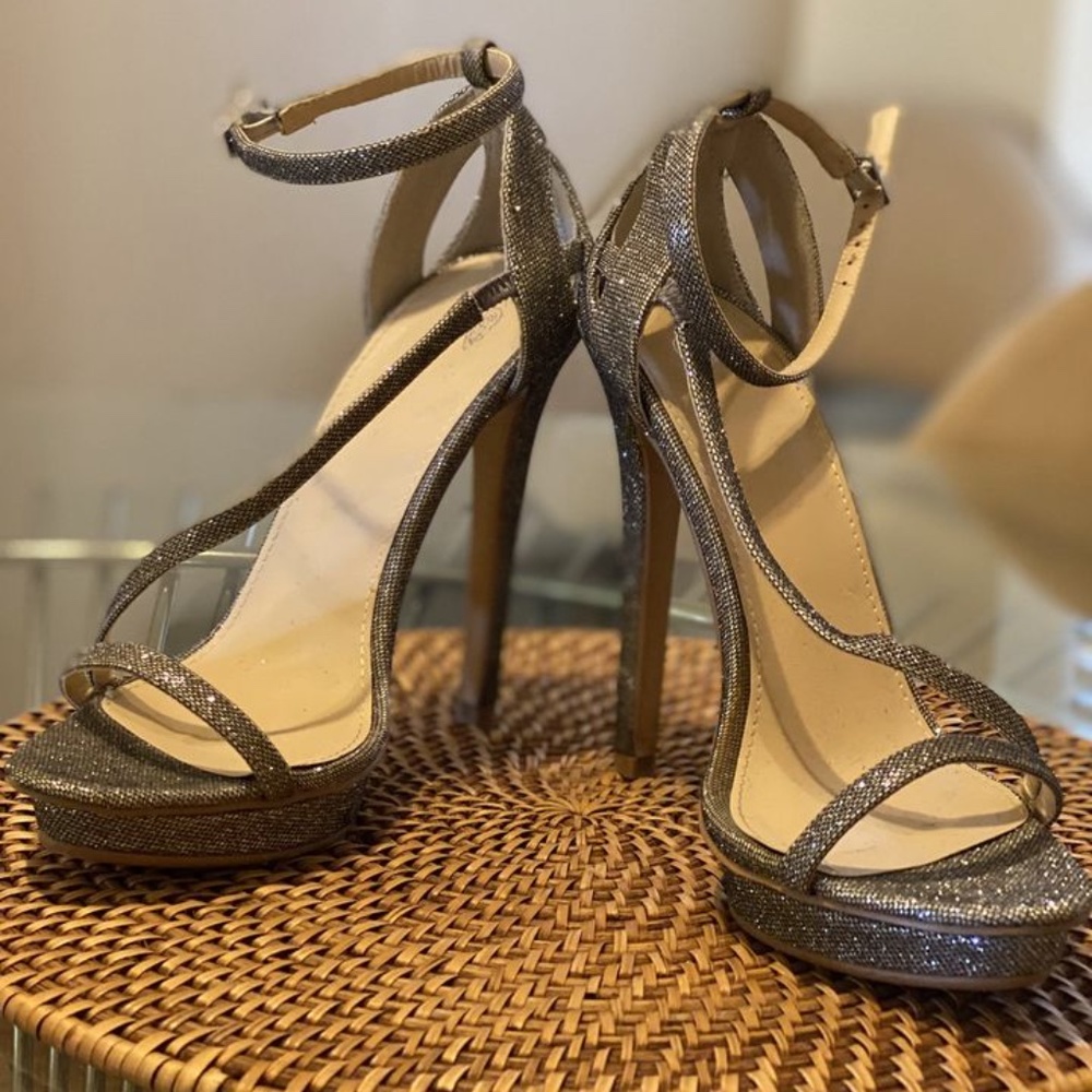 Victoria's Secret Strappy Silver Sparkle Heels